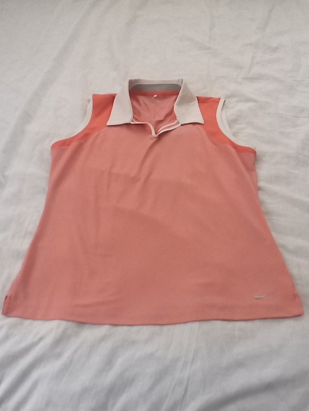 Nike Golf Coral-Pink Sleeveless Polo Tank with White Collar